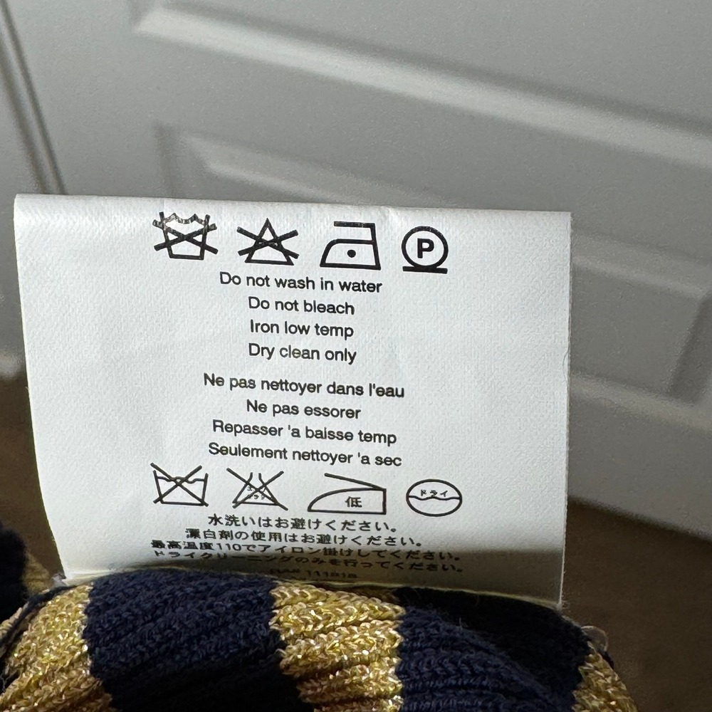 Michael Kors Collection Italy Navy Gold Metallic Stripe Knit Midi Dress Size M - Picture 8 of 8